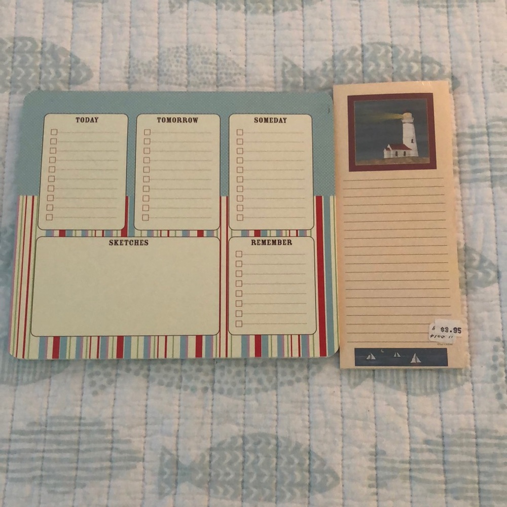 📝 Daily Planner Notepad & Lighthouse Grocery List Notepad NWT 📝